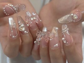 ピンククリアパーツネイル