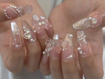 ピンククリアパーツネイル