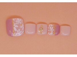 キュートフラワーフットネイル