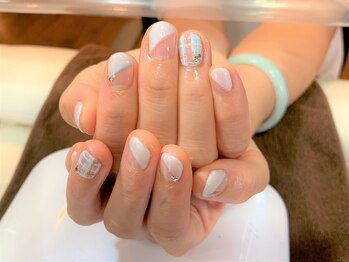 チェック柄斜めフレンチ