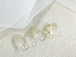 ツイード柄アート/クリアネイル