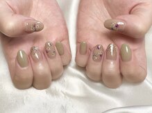 ヒールネイル(heal nail)/くすみgreen×押し花～