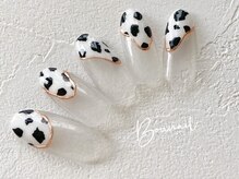 ボネール(nail ＆ eyelash Bounail)/アニマル柄　変形フレンチ