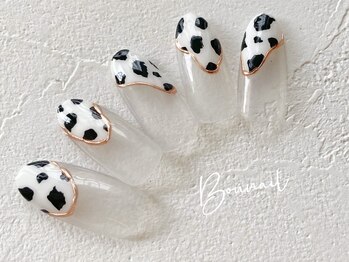 ボネール(nail ＆ eyelash Bounail)/アニマル柄　変形フレンチ
