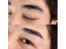 男性眉毛ワックス脱毛　Before→After