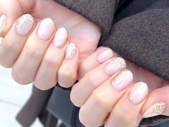 ネイルマジック 仙台一番町店(NAIL MAJIC)/シアーホワイト×ミラーアート
