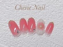 シェリーネイル(Cherie Nail)/チーク×ぷっくりフラワーネイル