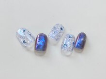 ネイルメゾン 天神店(NAIL MAISON)/青ミラーストーンラメ冬¥4550