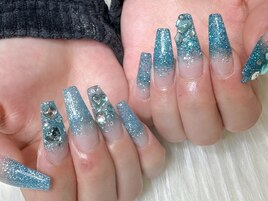 ★ライトブルー×ハートネイル★