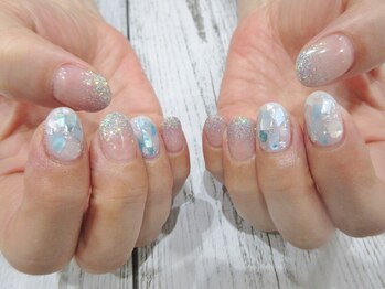 ラメ×シェル埋め込み¥7500