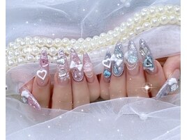 ゆめかわ リボン 夏ネイル