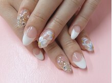 ネイルサロンミキ 横浜(MIKI)/着物ブライダル手描き3D花ブルー