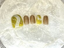 カラネイル 南森町店(calla nail)/くすみイエロー×ゴールド