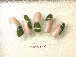 秋冬ネイル　手描きもこもこ