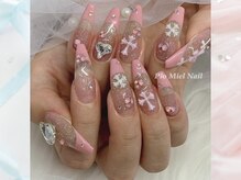 ピオミエルネイル 新宿(pio miel nail)/ピンク×ラメのガーリーネイル