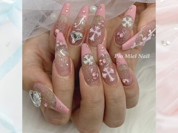 ピオミエルネイル 新宿(pio miel nail)/ピンク×ラメのガーリーネイル