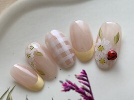 てんとう虫　チェック　フレンチ