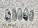 ワンカラー+お花アート