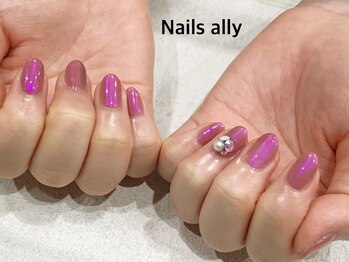 ネイルズアリー 立川店(Nails ally)/オーロラ×ミラー×ビジュー×夏