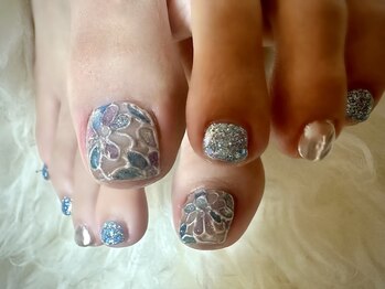 アミュリー ネイル アトリエ(Amury nail atelier)/ステンドグラス ブルー ラメ