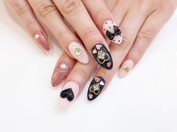 ネイルコレクション ピンク(Nail Collection Pink)/長さ出ジェル放題★黒&ピンク