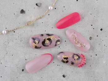 サンミーゴネイル 神戸店(Sunmego Nail)/ピンクレオパードネイル