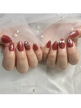 シードットネイル(Cee.nail)/赤フラッシュ×りぼん