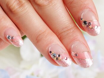 クリスタルネイル ゆめタウン筑紫野店(CRYSTAL NAIL)/斜めダブルフレンチジェル