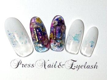 プレス ネイルアンドアイラッシュ(PRESS NAIL&EYELASH)/水彩アート×ドライフラワー