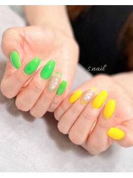 エスネイル 大崎市古川(s.nail)/ネオン×シェル◇アシメネイル