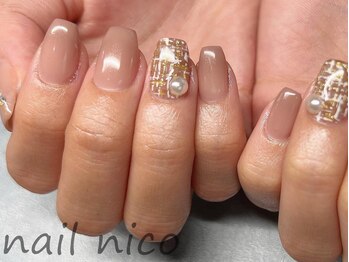 ネイルニコ(nail nico)/大人ガーリーなツイードネイル
