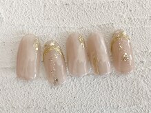 エムドットネイル 池袋(m.nail)/ベージュ×ミラーニュアンス