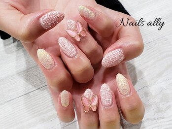ネイルズアリー 立川店(Nails ally)/ツイード×蝶×バタフライ×秋冬