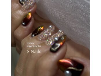 S. Nails【フィルイン/長さだし/マグネット/ニュアンス/フット/ハンドケア】/シュガーパウダー使用