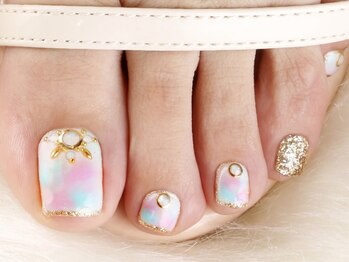 クリスタルネイル ゆめタウン筑紫野店(CRYSTAL NAIL)/タイダイ＊ストーンフットジェル