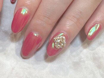 オーロラミラーピンクネイル