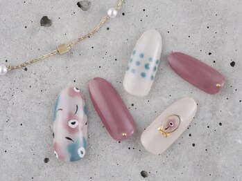 サンミーゴネイル 神戸店(Sunmego Nail)/くすみフラワーネイル