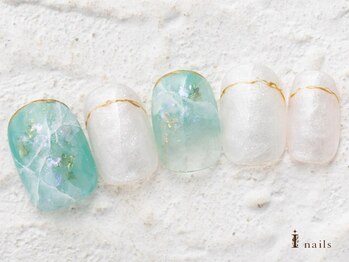 アイネイルズ 横浜WEST店(I-nails)/大理石ターコイズ8480円
