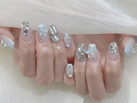 水色グラデにキラキラ埋めつくし