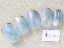 アイネイルズ 三宮店(I nails)/水滴ブルーネイル￥8000