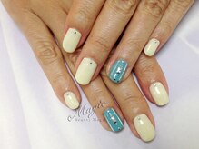 ネイルサロン ビューティーマジック 川口店/ 涼しげストライプネイル