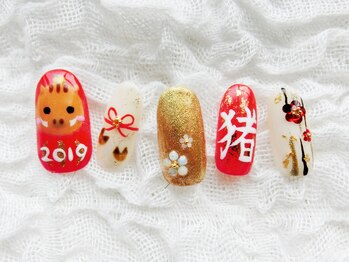 ネイリシャス(NAILICIOUS)/お正月の猪ネイル♪