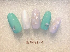 春夏シェルネイル　オーロラ