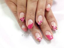 ネイルサロン ビューティーマジック 川口店/ フラワーななめフレンチ