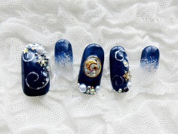 ネイリシャス(NAILICIOUS)/和装にも似合うクールなネイビー