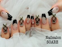 ネイルサロンソアレ(SOARE)/黒チェック町田/アートネイル］