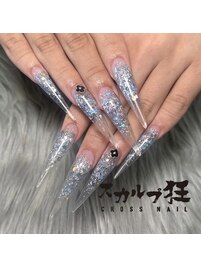 キラキラクリア夏ネイル
