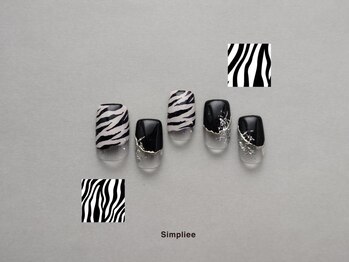 シンプリー ネイルアンドアイラッシュ 祖師谷大蔵店(Simpliee Nail&Eyelash)/アニマルネイル ゼブラ