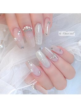 チャコネイル(chaco-nail)/ホワイトチェック柄ネイル