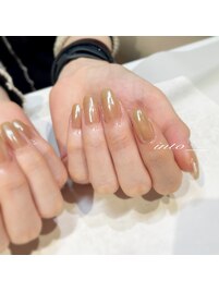 ベージュ　オーロラミラー